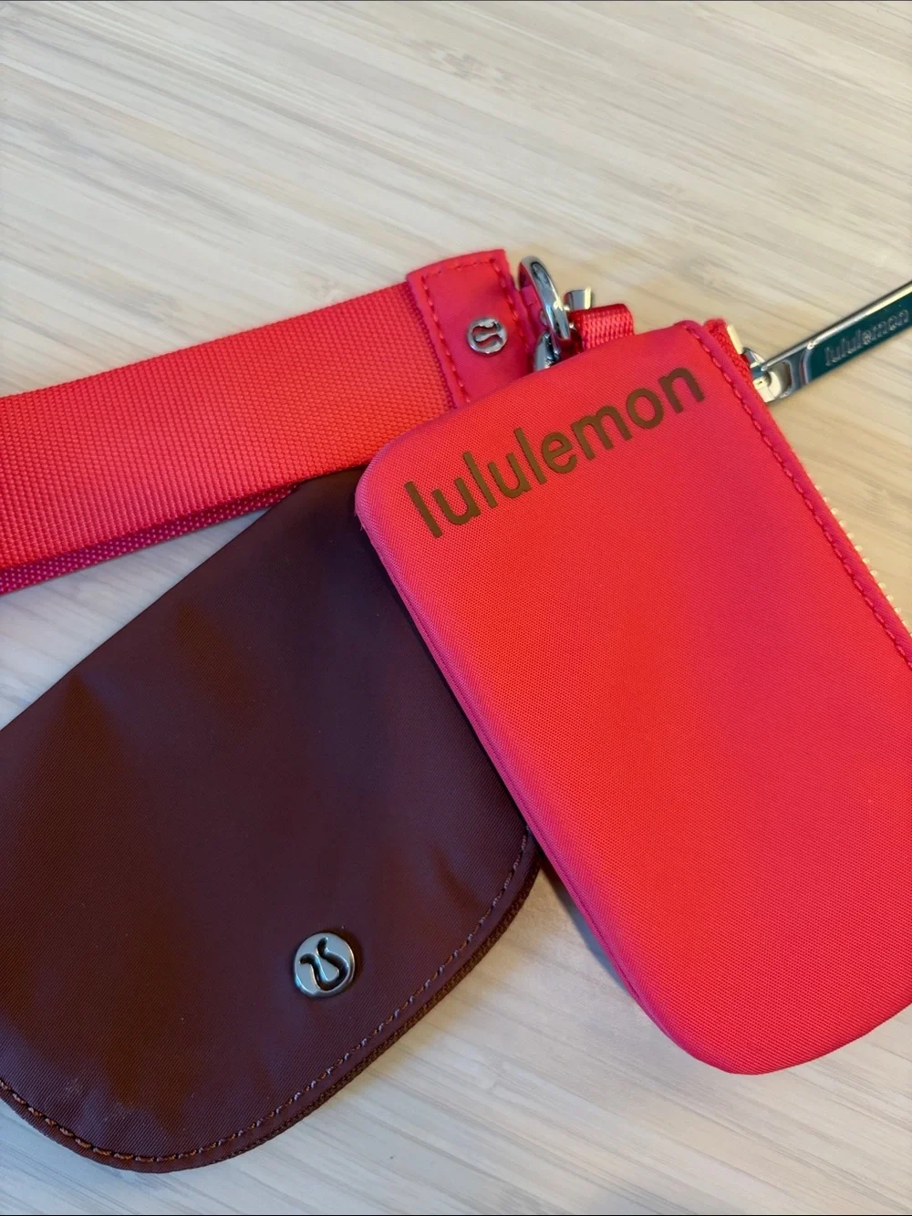 lululemon athletica Pink/Brown Dual Pouch Wristlet